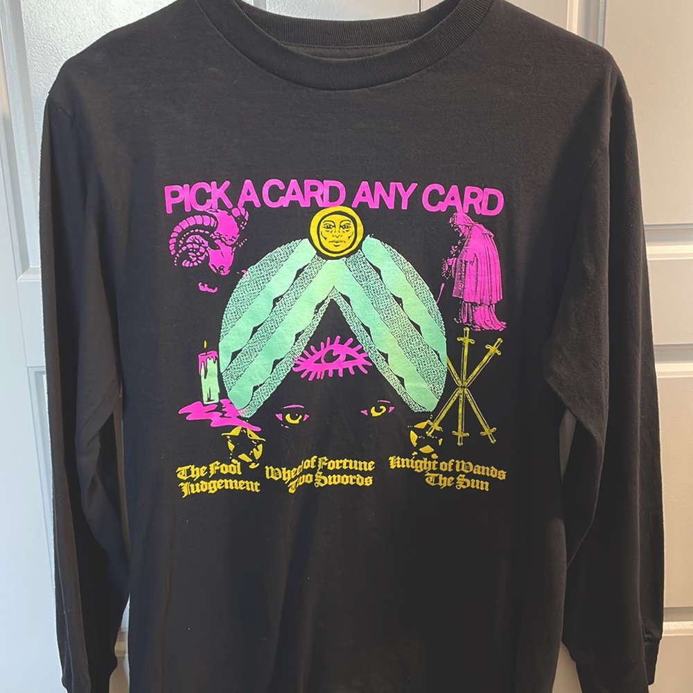 Tarot Card Black Long-sleeve Graphic Tee - SMALL